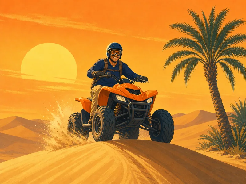 Illustration : pilote en quad sur une dune